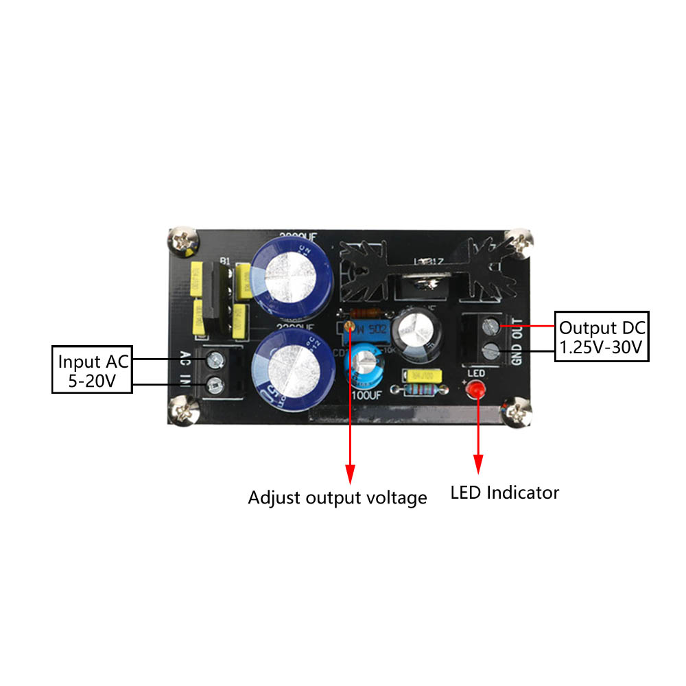 AC-DC Adjustable Voltage Regulator LM317 | Buck Boost Power Supply